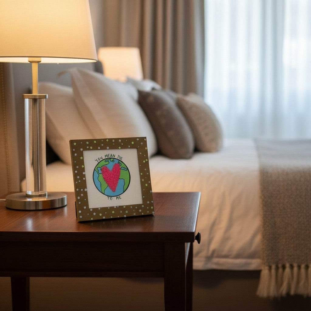 Romantic Photo Frame – “You Mean The World To Me” Gift | 8x8 Inch Handmade Love Frame for Couples