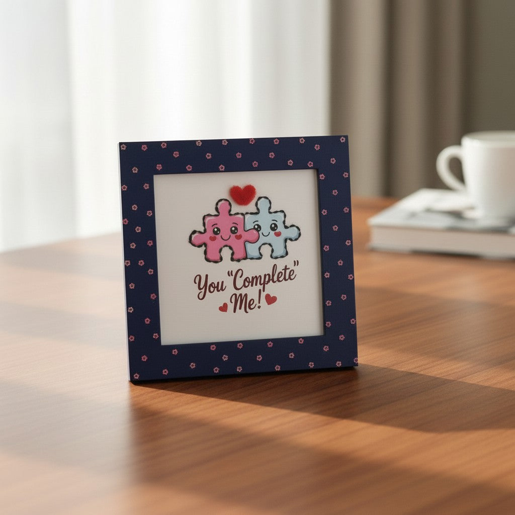 Cute Couple Photo Frame – “You Complete Me” Puzzle Frame | 8x8 Inch Romantic Gift for Boyfriend Girlfriend