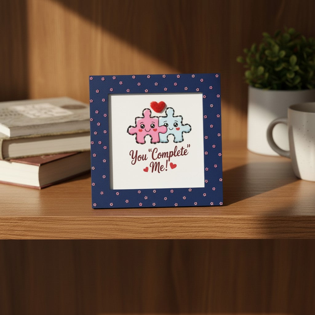 Cute Couple Photo Frame – “You Complete Me” Puzzle Frame | 8x8 Inch Romantic Gift for Boyfriend Girlfriend