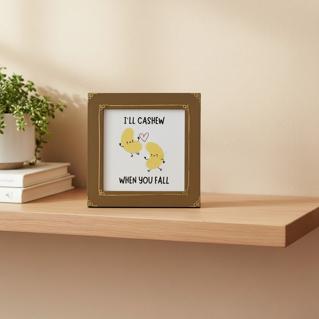 “I’ll Cashew When You Fall” Photo Frame – Funny Love Gift | Cute Couple Frame 8 Inch