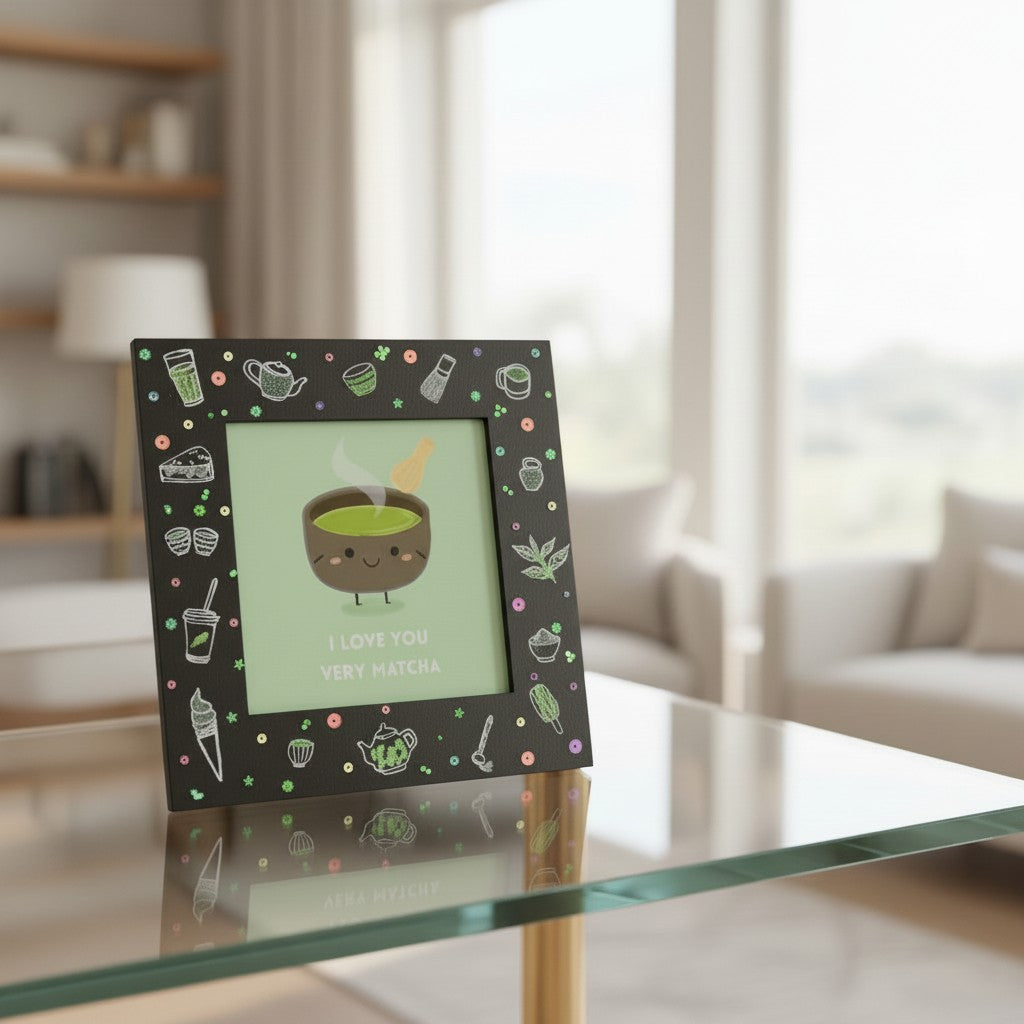 Cute Photo Frame – “I Love You Very Matcha” Frame | 8x8 Inch Aesthetic Gift for Couples & Matcha Lovers