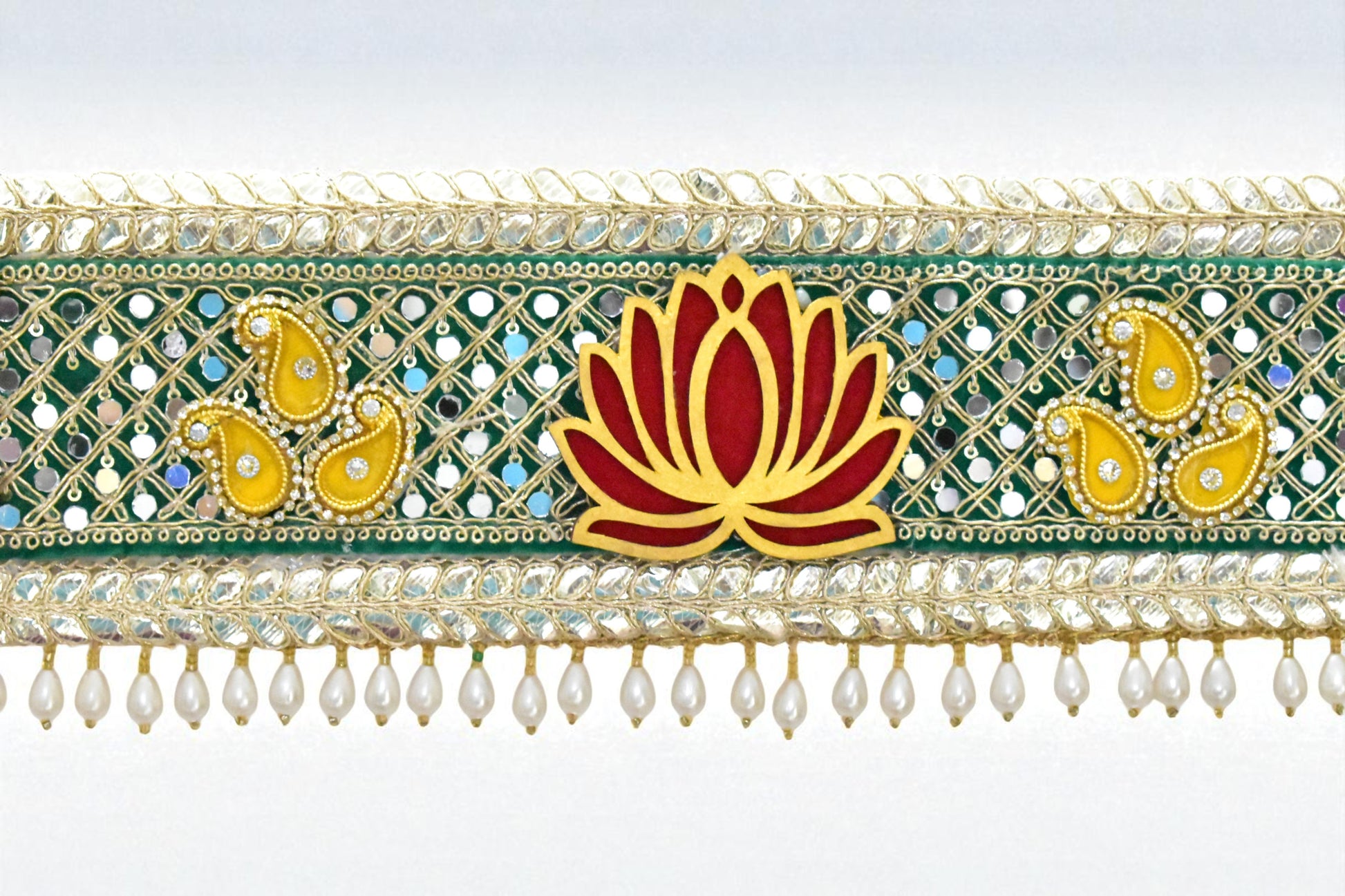 Toran with cow and lotus green in green colour