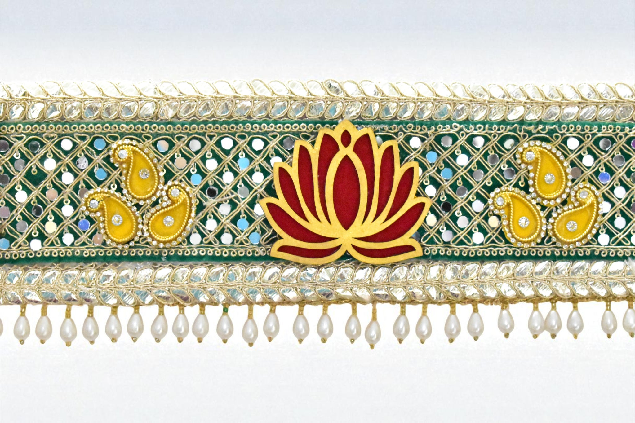 Toran with cow and lotus green in green colour